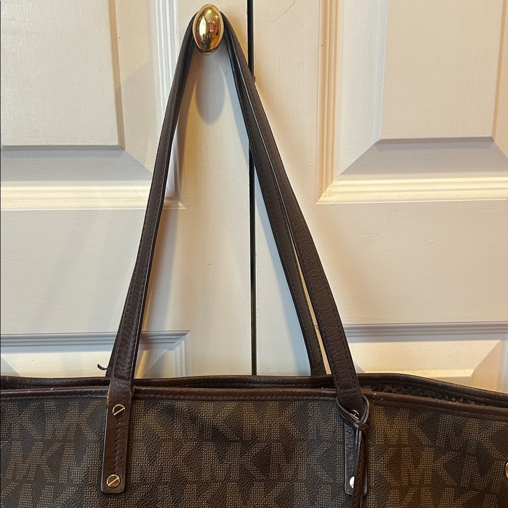 Michael Kors Dark Brown Signature Tote with Pouch - Picture 5 of 6
